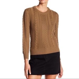 Frame NWT Olive Green Cropped Cable Knit Sweater L